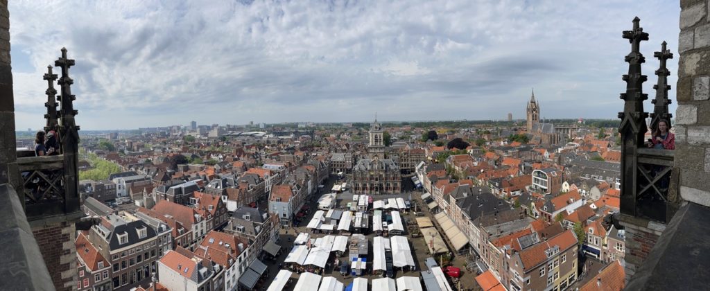 Panorama of the view from the tower of the new church in Delft