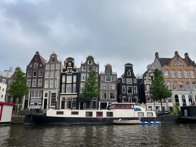 Row houses behind a Dutch canal