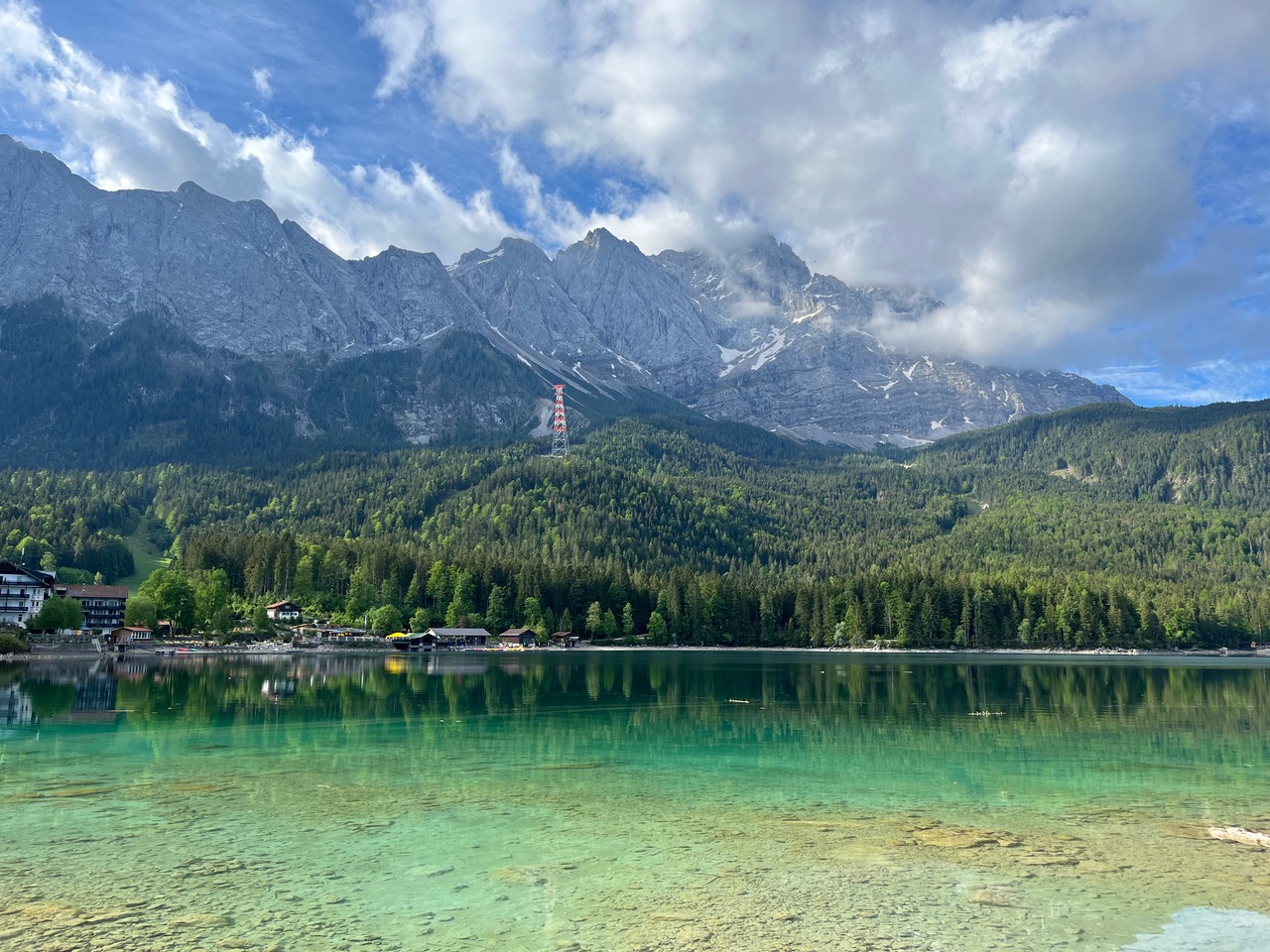 Lake Eibsee with the Zugspitze in the background