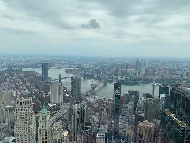 Looking down on the river from from One World OBservatory