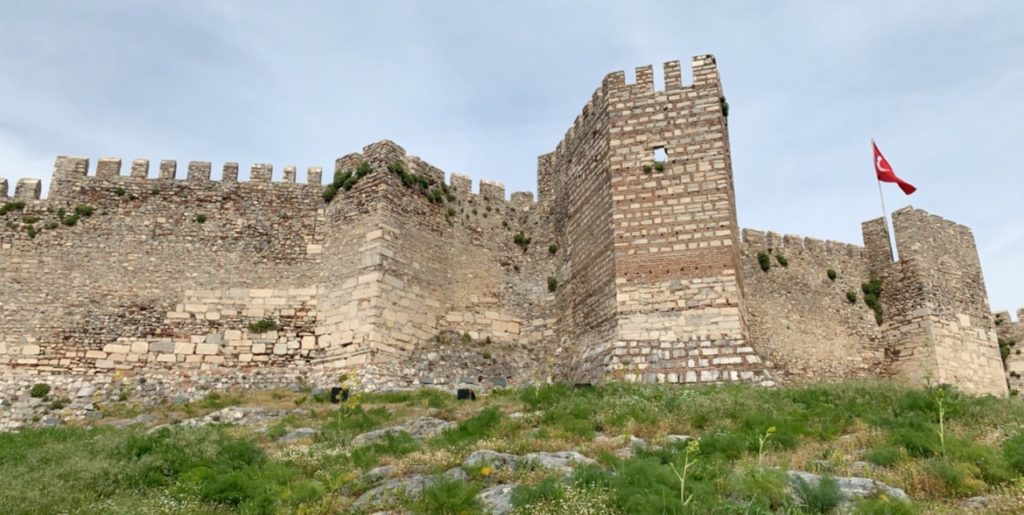 A sandstone medieval fort with square battlements