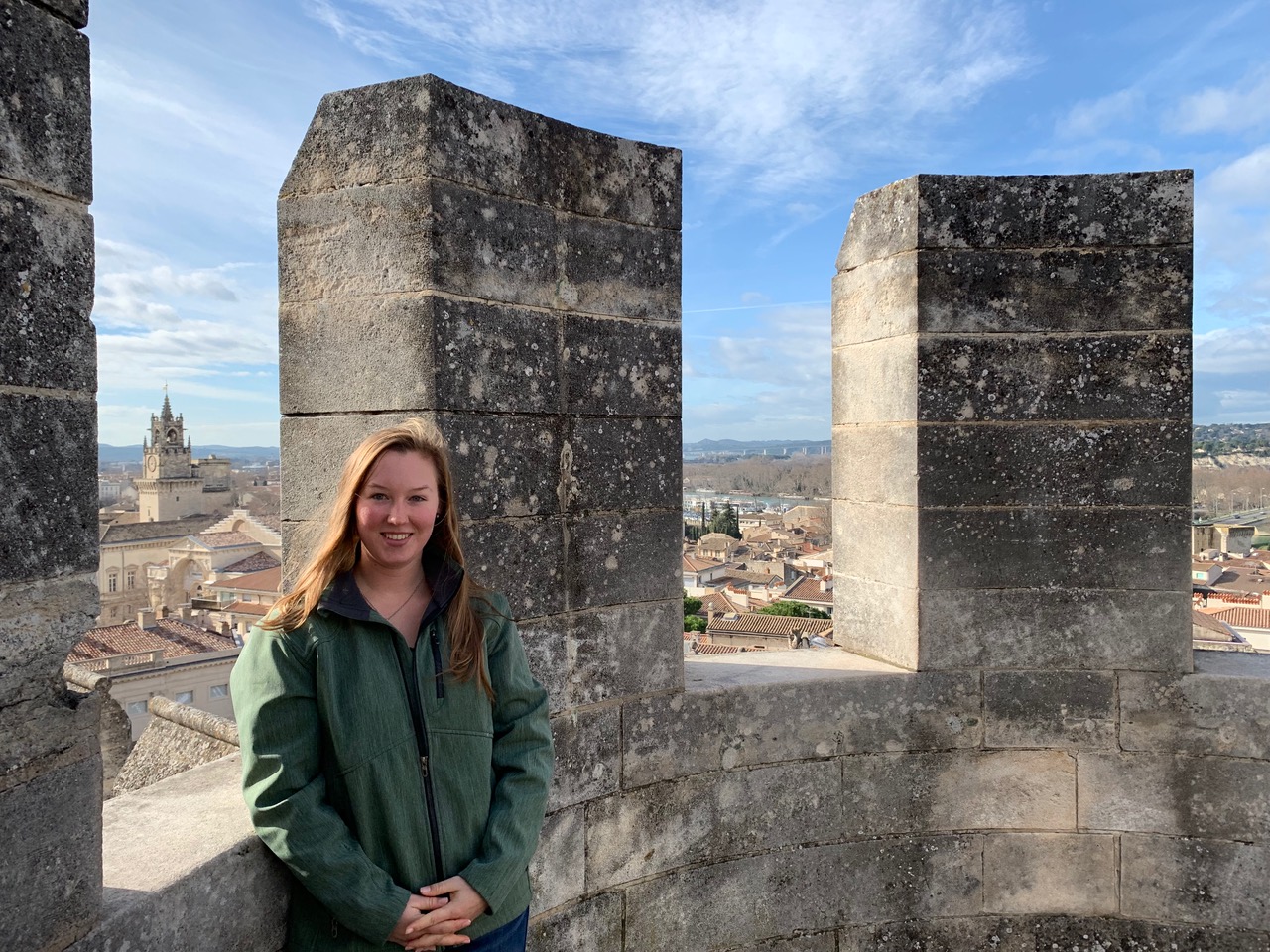 Maddie on the tower of the Palace of the Popes