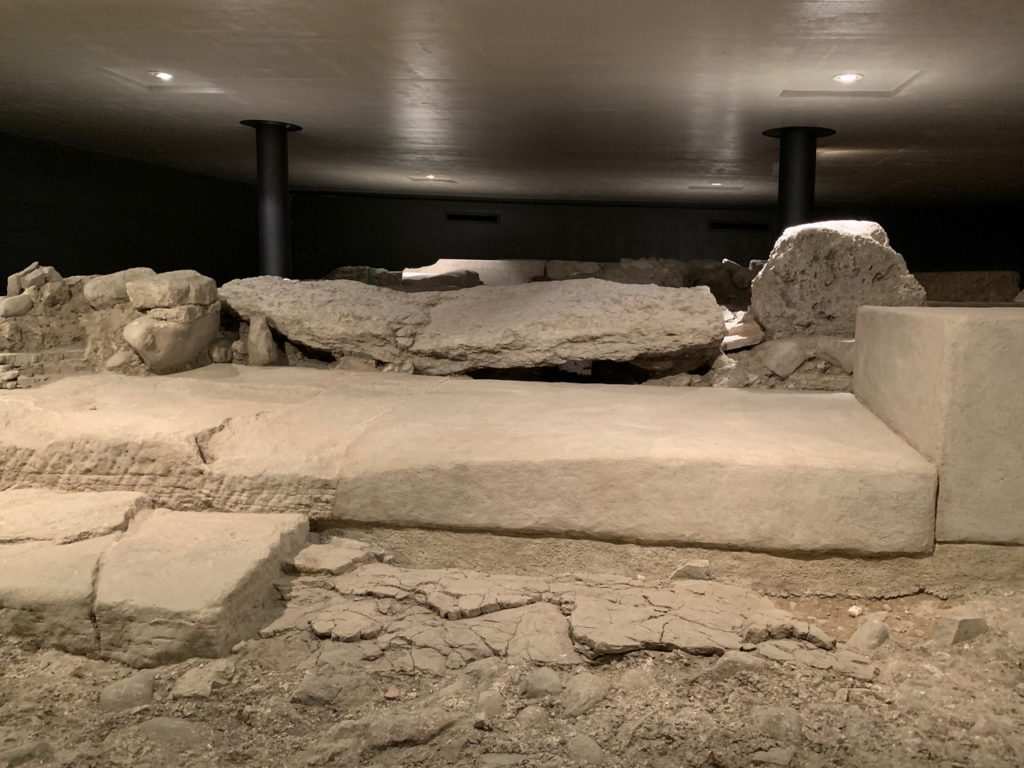 Worn threshold of an early Christian church during Roman times